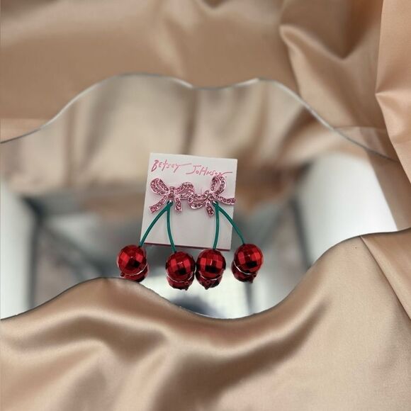 Betsey Johnson Cherry Earrings - Picture 3 of 3